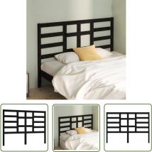 The Living Store Bett-Kopfteil Schwarz 166x4x104 cm Massivholz Kiefer - Holzbettkopf - Kiefer Massiv - Schwarzer Bettkopf - Bettenzubehör
