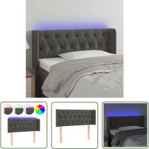Maison Chic - The Living Store led Kopfteil Dunkelgrau 93x16x78/88 cm Samt - Samt Kopfteil - led Kopfteil - Bett Kopfteil - Nachttischlampe