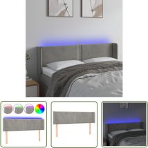 The Living Store led Kopfteil Hellgrau 147x16x78/88 cm Samt - Samtleder - Bettkopf - Beleuchtung - LED-Lichtstreifen - Nachttischlampe