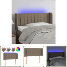 The Living Store led Kopfteil Taupe 93x16x78/88 cm Stoff - led Kopfteil - Bett-Kopfteil - Kopfteil - Tapete - Beleuchtung