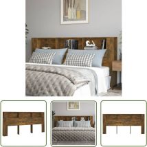 The Living Store Kopfteil mit Ablagen Räuchereiche 220x18,5x104,5 cm - Bettsofa - Kopfteil Regal - Holzwerkstoff - Schlafzimmer Dekoration - Wohnraum