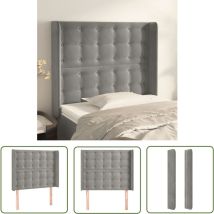 The Living Store Kopfteil mit Ohren Hellgrau 83x16x118/128 cm Samt - Bettkopfteil - Kopfteil - Samt - Grau - Wohnaccessoires