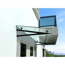 Kopie von BuyLando.Shop Glasvordach Klarglas 120x90cm / 13.1mm VSG / Türvordach (2x Halterung Edelstahl)