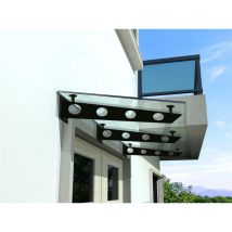 Kopie von Buylando.shop Glasvordach Klarglas 230x90cm 3S / 13.1mm vsg / Türvordach Türdach 3x Edelstahl V2A - Transparent