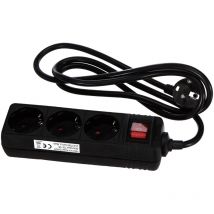 129715009 Multipresa con interruttore 3 scomparti Nero Schuko 1 pz. - Kopp
