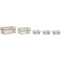 Dkd Home Decor - Set von 5 Polyester Baumwolle 48x38x13 Polyester Polyester Baumwolle Baumwolle mehrfarbige Familie Körbe und Kisten Details