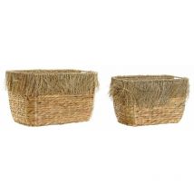DKD Home Decor Set de Körbe de der Brand Braun gefranst (35 x 25 x 25 x 24 cm) (2 Stück) (40 x 30 x 30 x 26 cm) (Artikel-Nr.: S3018495)