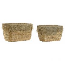 Basketspiel 2 Anschlussanschluss 40x30x26 Natural Braun Fringes Junction Material Multicolor Color Family Körbe und Kisten Details