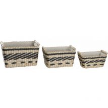 Dkd Home Decor - Set von 3 Polyesterfaser 38x26x24 Faser Polyesterfaser Natürlicher Polyester mehrfarbiger Farbmaterial Körbe und Boxen Details