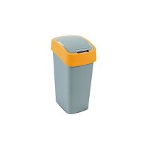 CURVER Papelera con tapa basculante (50 L), color plateado y naranja