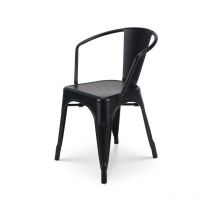 Chaise en métal noir mat style Industriel - Fauteuil industriel avec accoudoirs