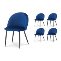 Kosmi - Lot de 4 chaises isalys en tissu velours bleu foncé