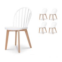Lot de 4 chaises de salle à manger emy blanches avec pieds en bois