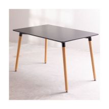 Kosmi - Table style scandinave 120 x 80 cm plateau noir et pieds en bois