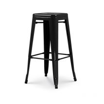 Tabouret de bar en métal noir brillant style industriel - Hauteur 76 cm
