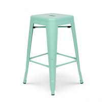 Tabouret de Bar Vert Menthe Brillant Style Industriel Hauteur 66cm