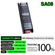 Led Alimentatore 200W PF0.5 Garanzia:3anni IP20 12V L207xW58.6xH28.6mm - Kosoom
