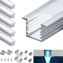 KOSOOM Profilo in alluminio per strisce LED,coperchio opaco,adatto per dimensioni della banda massima 12,6 mm,dimensioni del profilo