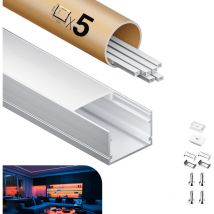 Profilo in alluminio per strisce LED,coperchio opaco,adatto per dimensioni della banda massima 12,6 mm,dimensioni del profilo L2000x30x20mmx5pc SP37