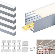 Profilo in alluminio per strisce LED,coperchio opaco,adatto per dimensioni della banda massima 12,6 mm,dimensioni del profilo L2000x40x34.8mmx10pc