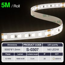 Striscia led professionale, CRI≥80 smd 2835, 70 240 led m,5 metri di luce calda 3000 k 6500 k, 24 v dc, striscia led ad alta luminosità con intensità