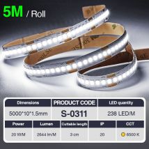 Striscia led professionale, CRI≥80 smd 2835, 70 240 led m,5 metri di luce calda 3000 k 6500 k, 24 v dc, striscia led ad alta luminosità con intensità