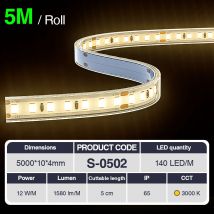 Striscia led professionale, CRI≥80 smd 2835, 70 240 led m,5 metri di luce calda 3000 k 6500 k, 24 v dc, striscia led ad alta luminosità con intensità