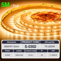 Striscia led professionale, CRI≥80 smd 2835, 70 240 led m,5 metri di luce calda 3000 k 6500 k, 24 v dc, striscia led ad alta luminosità con intensità
