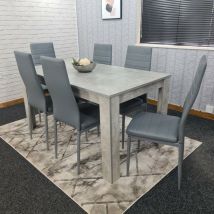 Kosy Koala - Dining table and 6 grey chairs set for 6 - Grey