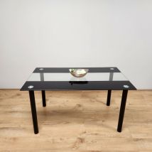 Dining Table Clear Glass Kitchen Place for 6 Seats, Dining Table Only (Clear h 75 x l 140 x w 80 cm) - Black
