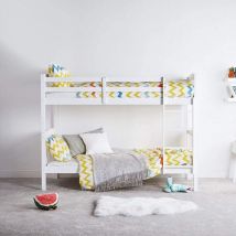 White Wood Bunk Bed 3ft Single Heavy Duty Split Into 2 Single Children Beds,Shaker Style Bunkbed For Kids Children - Kosy Koala