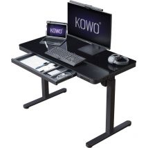 Kowo - Tischgestell Elektrisch Höhenverstellbar Memory-Funktion, mit Glas Tischplatte, Arbeitstisch, Bürotisch, 120 x 60 x 75 bis 120 cm,