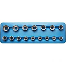 K.122-2616 Steckschlüssel Einsätze Innenvielzahl 12-kant, 8-24 mm, 1/2' - 16-tlg. - Kraftplus