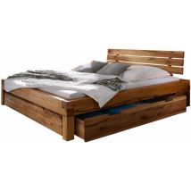 Krakau 404 Letto matrimoniale - 2 cassetti - in cuore di quercia selvatica - oliato / natur 200x200