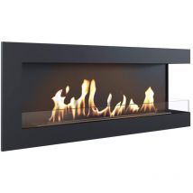 Biocamino Delta di camino angolare, caminetto da parete da 1200 x 280 mm, con vetro da 4 mm, ideale per interni aperti e moderni, con certificazione