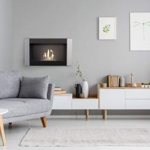 Kratki - Camino a bioetanolo decorativo da parete Golf, nero, Verticale, 374 mm x 648 mm, certificato tüv – Rheinland, con disco