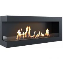 Camino angolare Delta Bioccamino 1200 x 280 mm Caminetto da parete con vetro 4 mm ideale per interni aperti e moderni Certificazione tüv – Rheinland