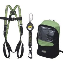 Kratos Absturzsicherung Hubsteiger Set inklusive Auffanggurt, Bandfalldämpfer und Rucksack Gerüstbauer, 1,75m