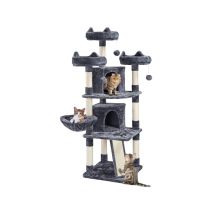 Katzenbaum groß Kratzbaum Kletterbaum Katzenkratzbaum mit 3 Aussichtplattformen und 2 Katzenhöhlen Plüsch Spielbaum Höhe 174 cm - Yaheetech