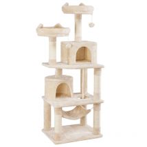 Yaheetech - Kratzbaum 158 cm Kartzenbaum Katzenkratzbaum, mit 2 Katzenhäusern und 2 Plattformen, Sisal Katzenmöbel stabil, Beige