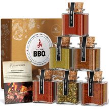 Krautberger - bio bbq Geschenkbox für Männer i 6 Grillgewürze Grill Geschenk Premium Box i Geschenkset Barbecue Gewürzmischungen in Bio-Qualität +