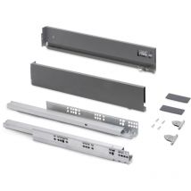 Emuca - Aussenschublade Vertex mit 3D-Regelung, Höhe 93mm, 40Kg, Tiefe 300mm, Stahl, Grau anthrazit