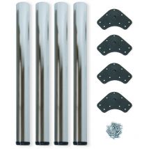 Emuca - Lot von 4 Tischbeine, Durchmesser 60mm, h 830mm, Stahl, Nickel satiniert