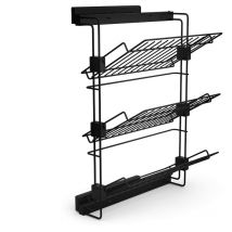 Emuca Ausziehbares seitliches Schuhregal für Schränke und begehbare Kleiderschränke Hack, Links, Tiefschwarz lackiert