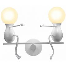 Axhup - Wandleuchte Kreatives, Moderne Einfache Humanoid Wand Lampe im Wippe Form Eisen Halter Innen E27 Art Deco für Wohnzimmer Schlafzimmer (Weiß)