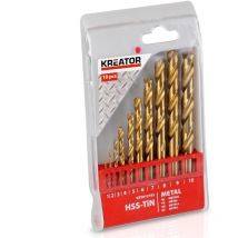 Kreator - Foret métal hss Titanium x10 Coffret 10 forets HSS-Tin Coffret 10 forets HSS-Tin