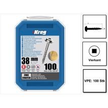Kreg - Pocket-hole Linsenkopfschraube 38mm 100 Stk. ( Sml-c150-100 ) Vierkantantrieb Teilgewinde Grobgewinde Selbstschneidend Verzinkt
