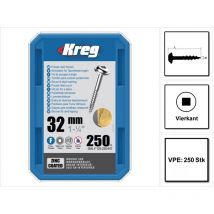 Kreg - Pocket-Hole Tornillo de cabeza ovalada 32 mm / 250 unidades ( SML-F125-250 ) de accionamiento cuadrado / punta fina / Autoroscante