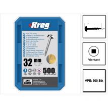 Kreg - Pocket-Hole Vis avec Filetage fin 32 mm - 500 pièces ( SML-F125-500 ), Taraudage partiel, Taraudage filetage fin, Autotaraudeur galvanisé