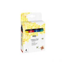 Kreul - 49755 lot de 4 stylos à pointe fine avec cire d'abeille pour décorer et peindre des bougies jaune rouge bleu vert 29 ml